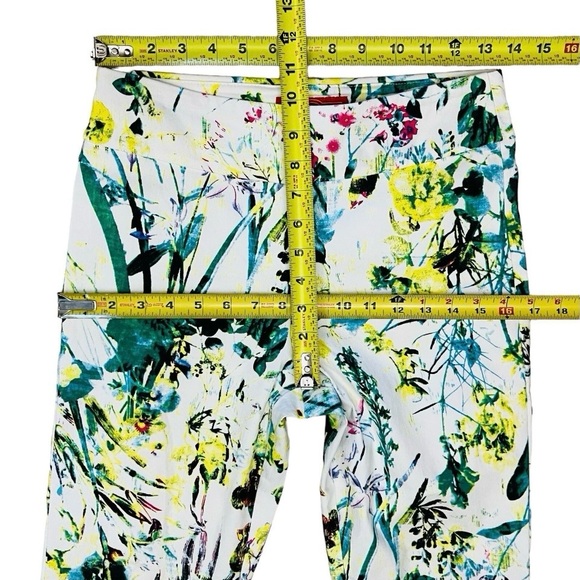 Krazy Larry Made/USA Pants white/Multicolor Leaves Print Stretch Pull On 2 NWOT - Picture 6 of 11